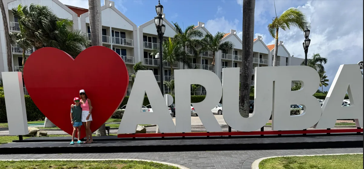 Woman and boy in Aruba